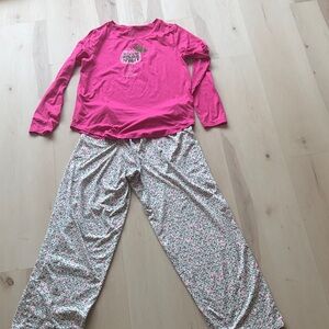 HUE christmas het into the holiday spirit womens 2 pc pajama set medium wine